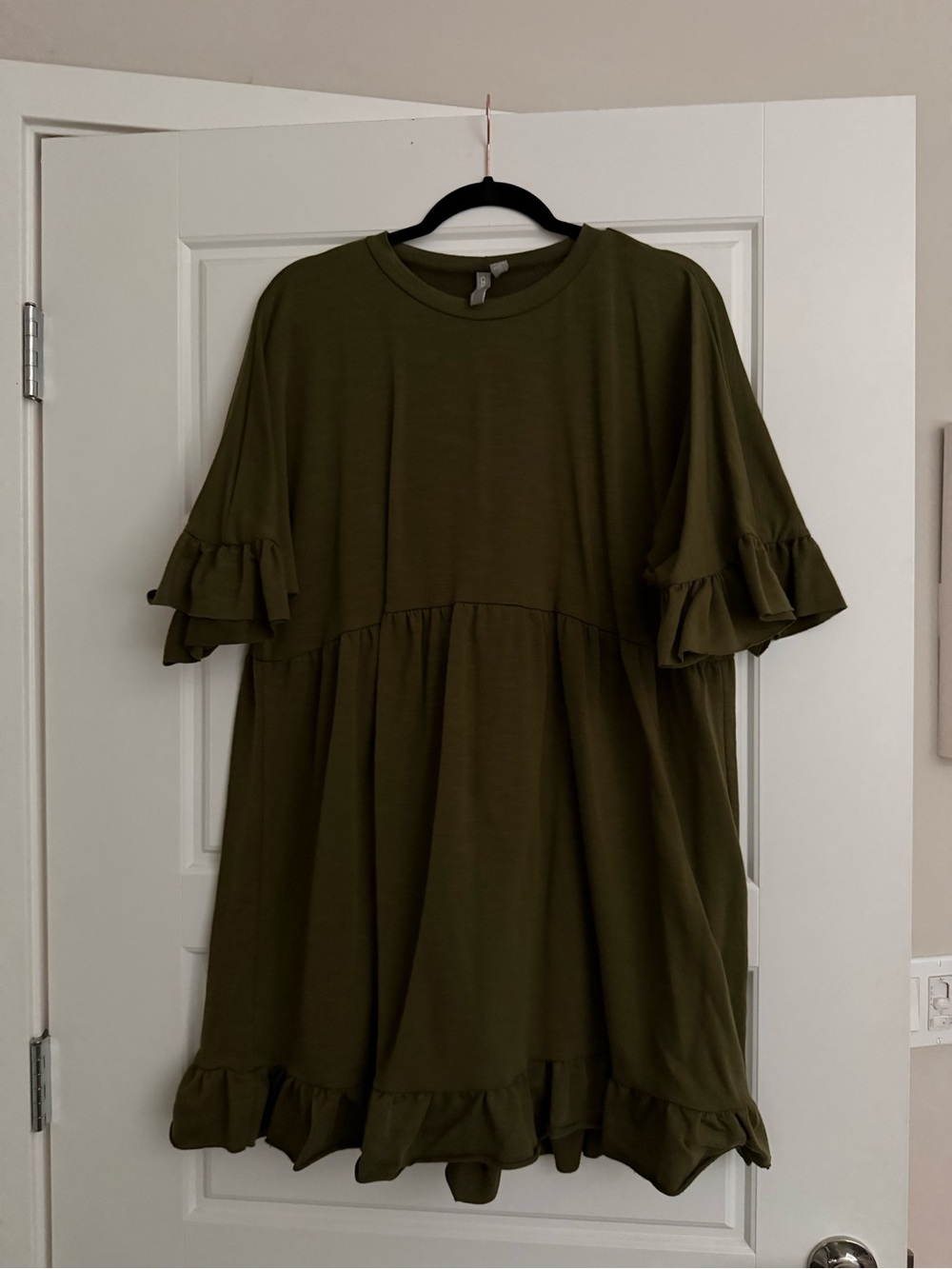 ASOS Olive Green Ruffle Sleeve Dress